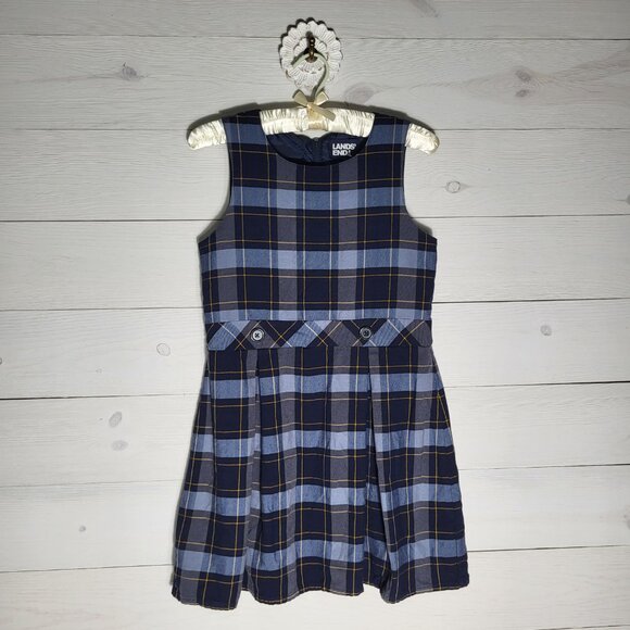 Land's End Girl's School Uniform Dress Blue Yellow Plaid Size 12. Preppy. - Picture 7 of 7